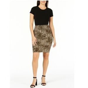 Leopard print pencil skirt size 4 petite, ALFANI